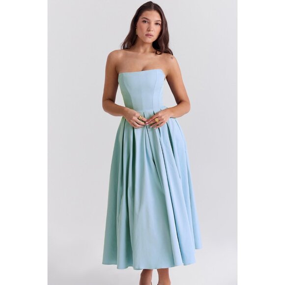House of CB Audrey tuscan blue strapless midi sundress - XS - Picture 4 of 10